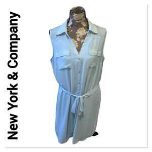 NEW YORK & COMPANY Blue Shirt Dress Sleeveless size large